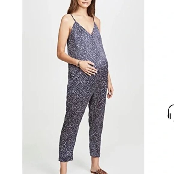Hatch Collection The Georgie Jumpsuit in Navy Cheetah 2 - Picture 1 of 11
